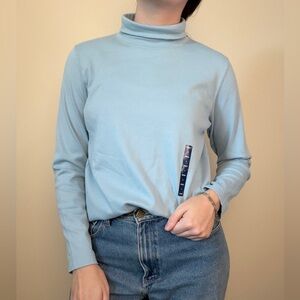 NWT vintage Lands End light blue turtleneck 100% cotton size small